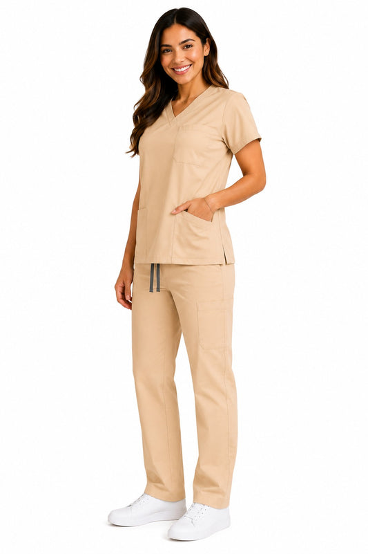 Conjunto uniforme beige (bota recta) unisex