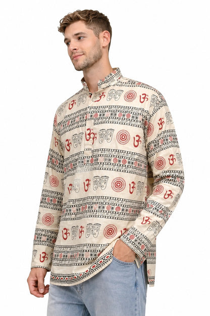 Camisa de Hombre Estampado Om Kurta