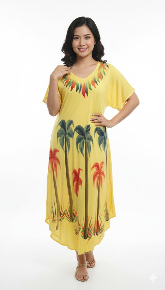 Bata Amarillo  Estampada India con Mangas