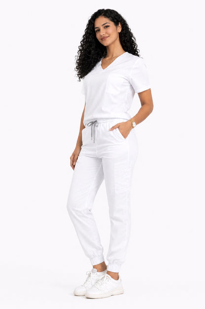Conjunto uniforme blanco (tipo jogger) unisex