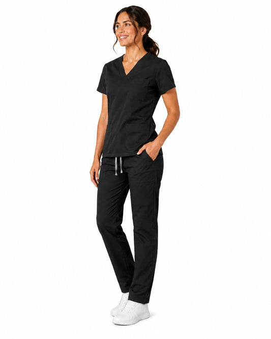 Conjunto uniforme negro (bota recta) unisex