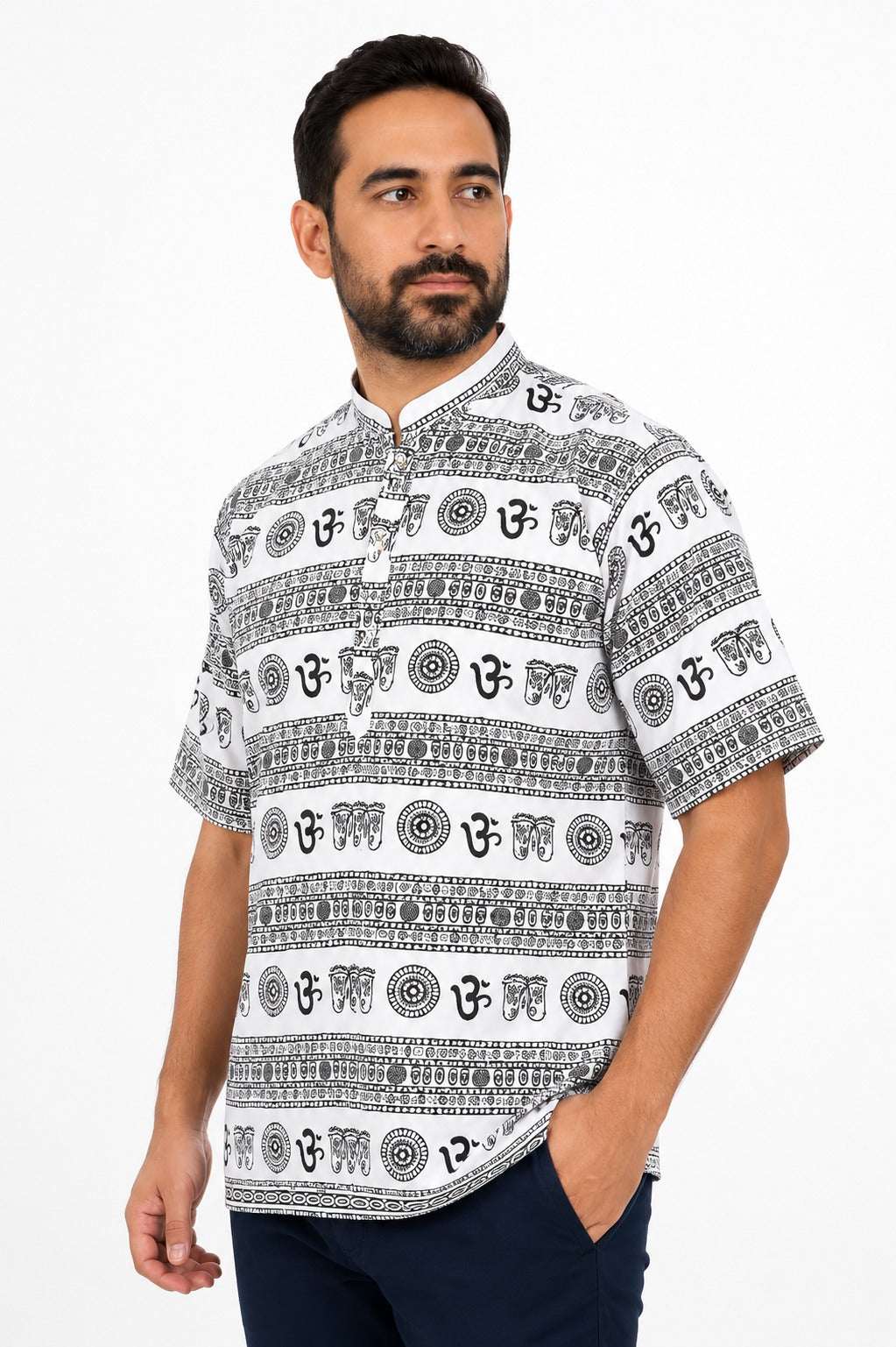 Camisa Kurta de Hombre Estampado Om