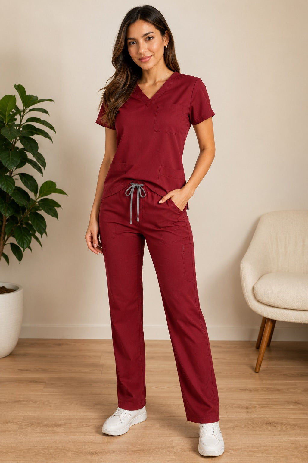Conjunto uniforme vinotinto (bota recta) unisex