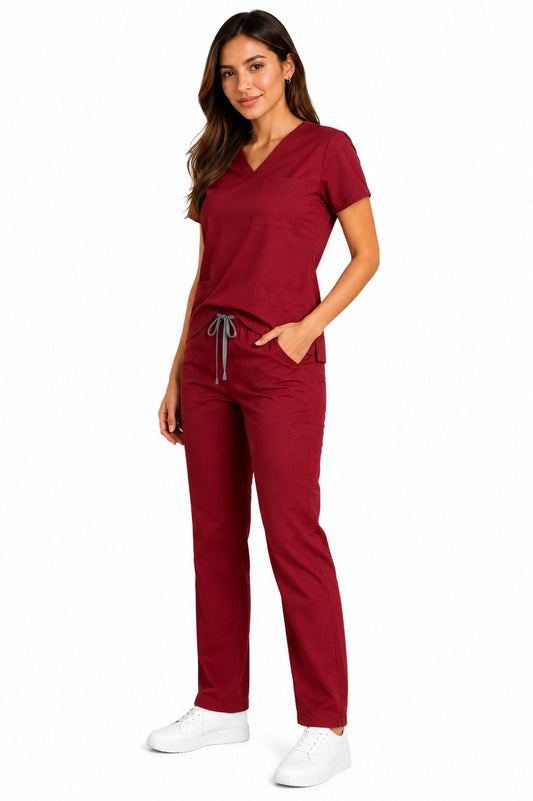 Conjunto uniforme vinotinto (bota recta) unisex