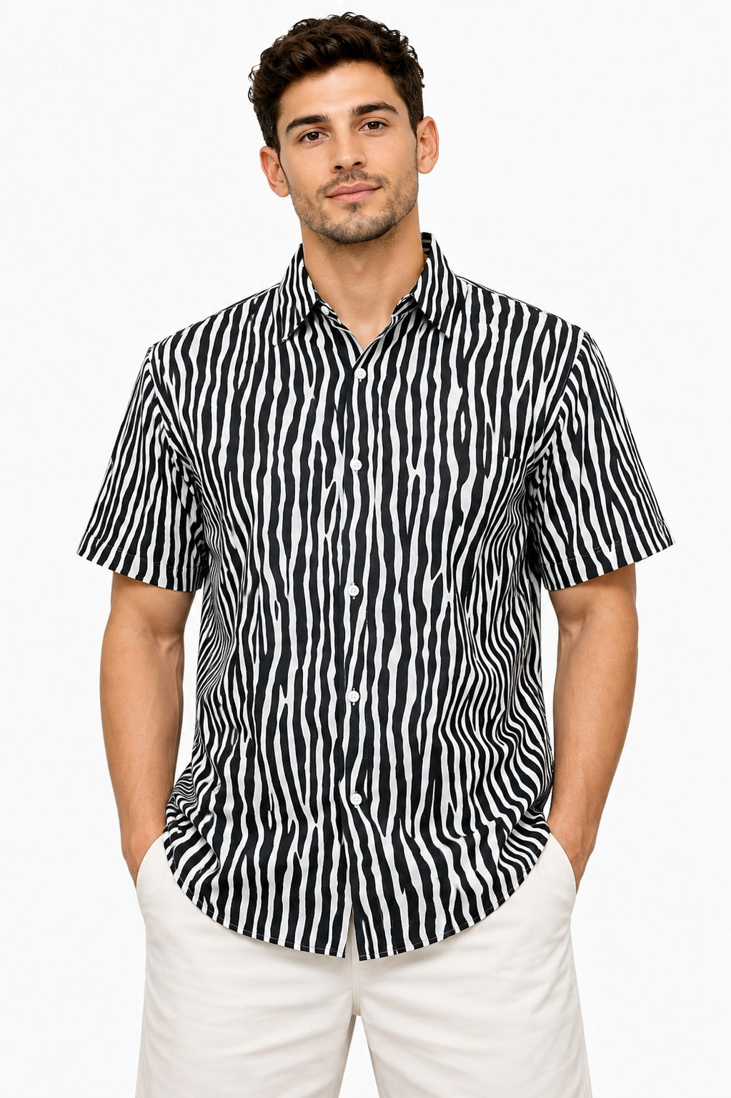Camisa Estampada de Caballero de Botones estilo Hawaiana