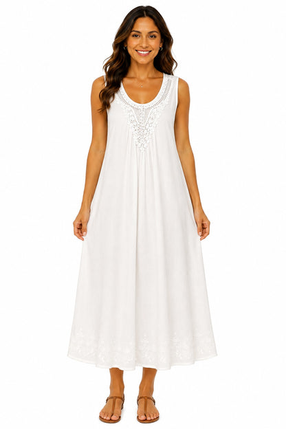 Vestido Blanco de Dama Sin Mangas