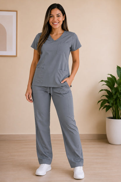 Conjunto uniformes gris (bota recta) unisex