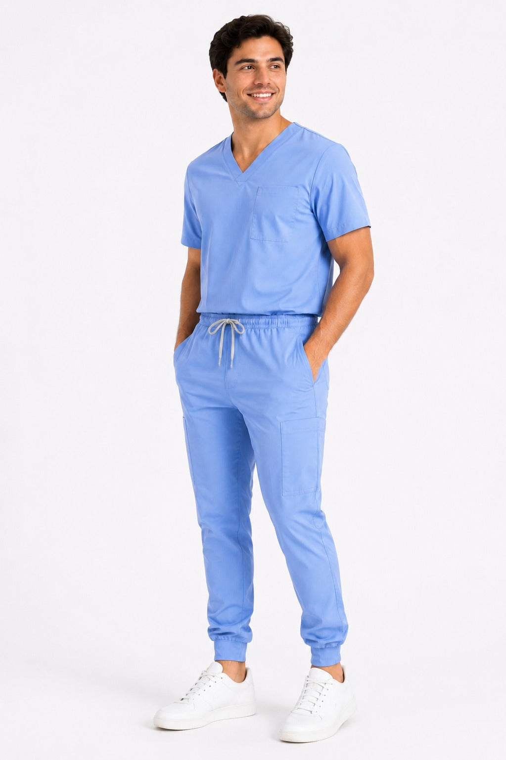 Conjunto uniforme azul celeste (tipo jogger) unisex