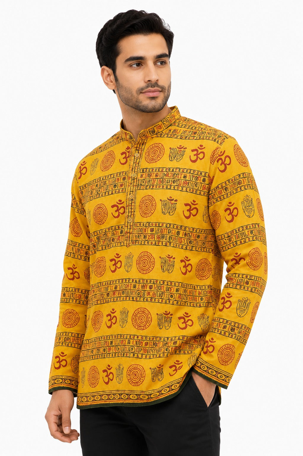 Camisa Kurta de Hombre Estampado Om