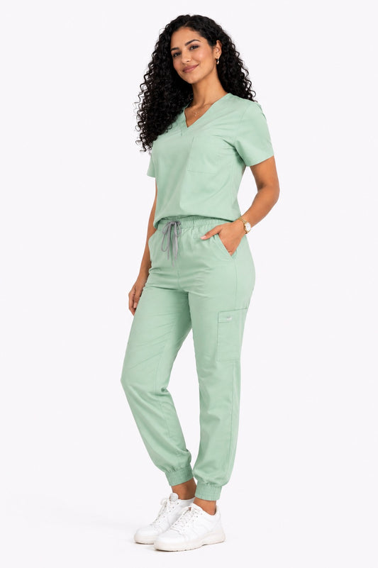 Conjunto uniforme verde menta (tipo jogger) unisex