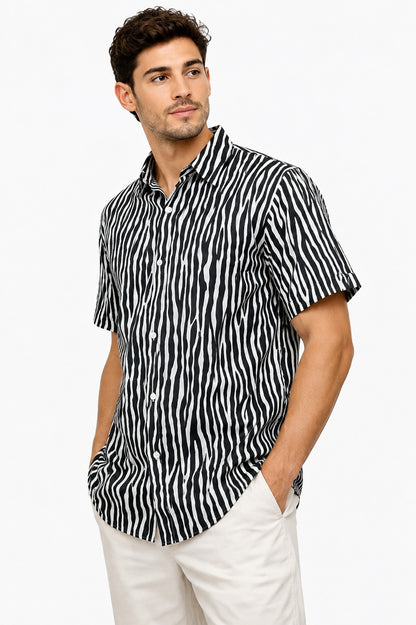 Camisa Estampada de Caballero de Botones estilo Hawaiana