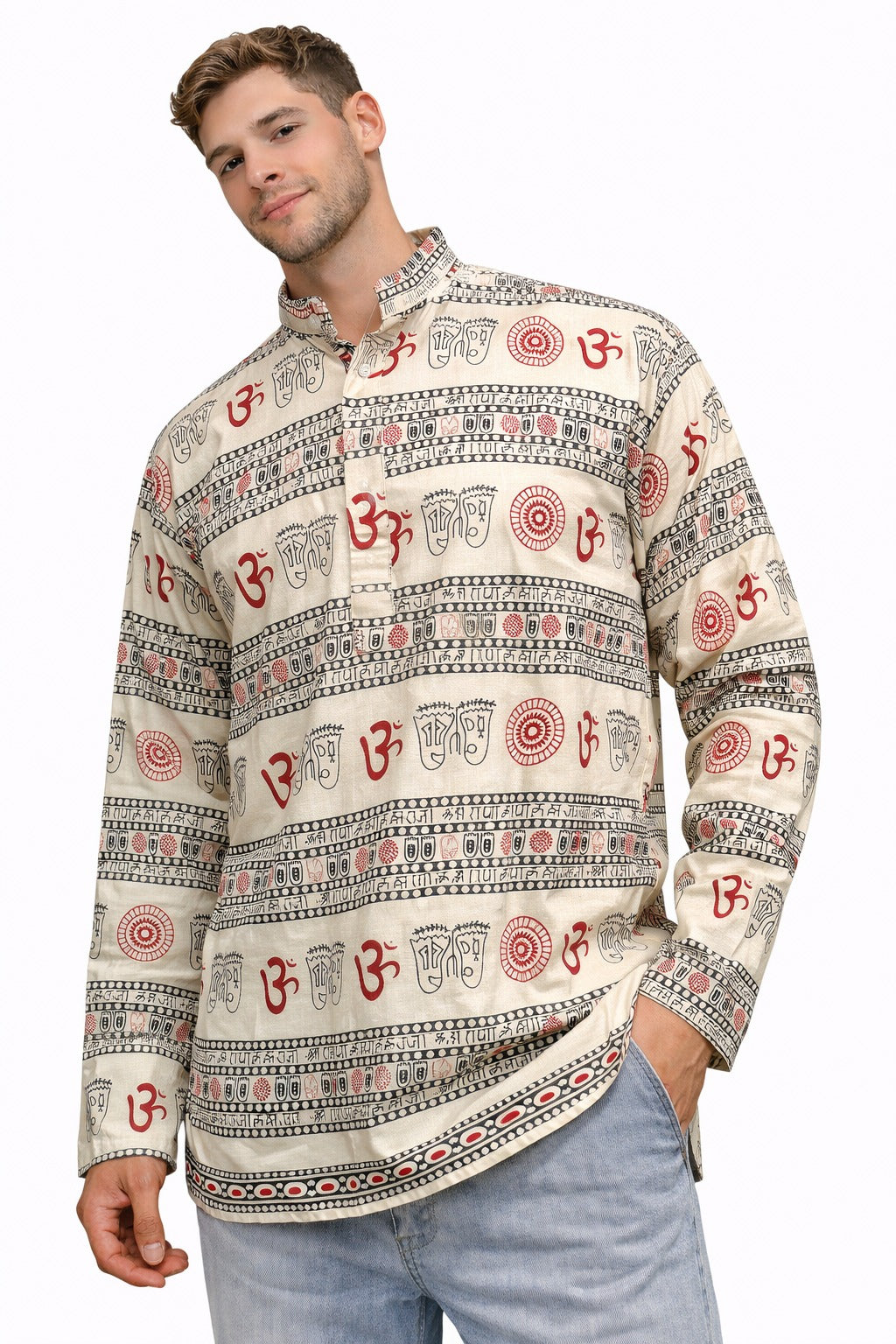 Camisa de Hombre Estampado Om Kurta